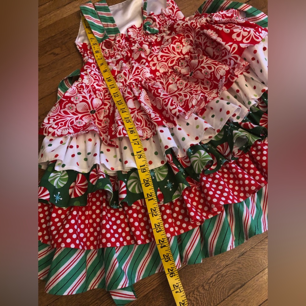 GORGEOUS Girls Full Ruffle skirt Christmas dress size 8-10 Custom boutique - Picture 10 of 11